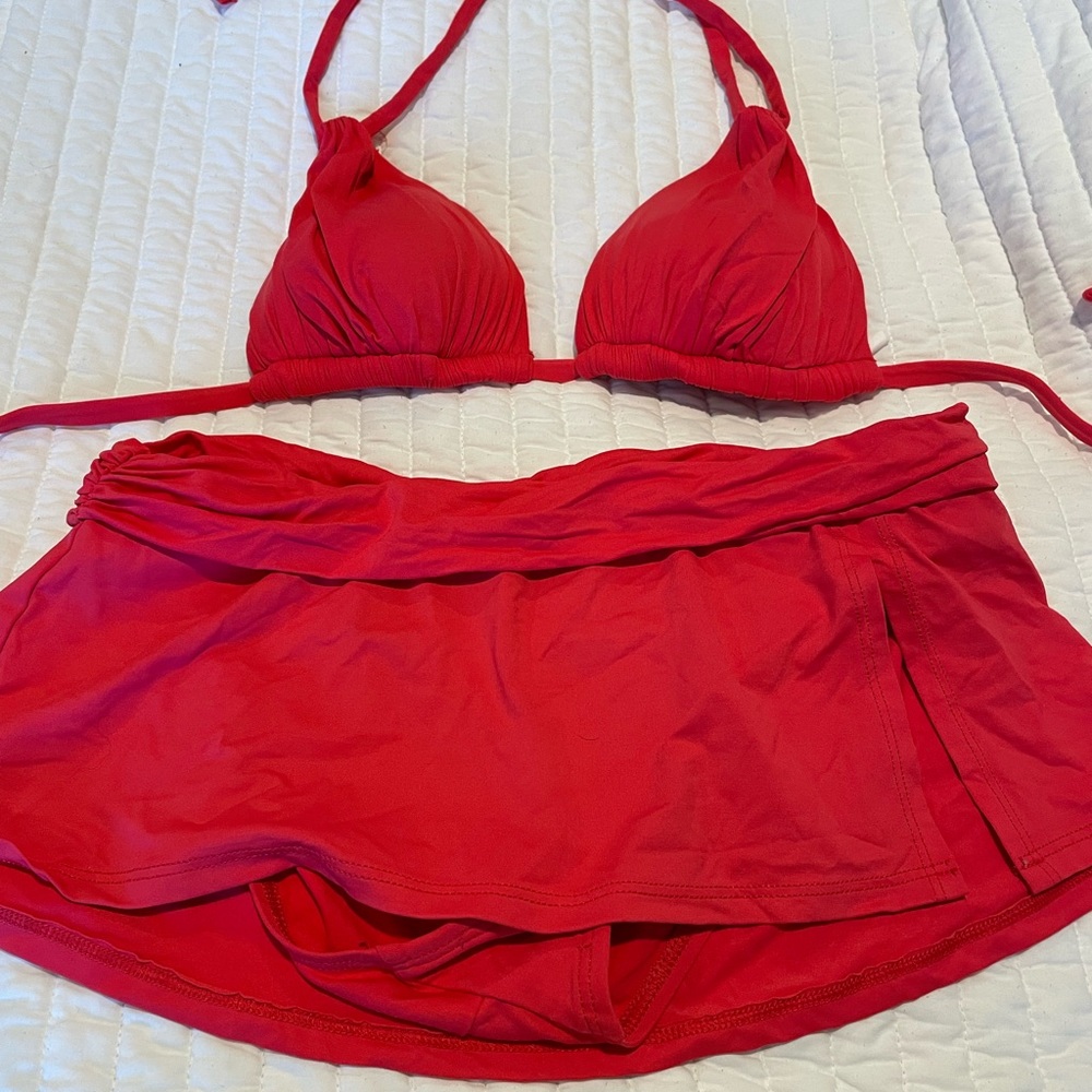 Two piece bathing suit.  Bottom is a skort